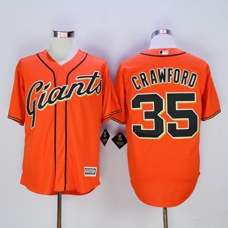 Men San Francisco Giants #35 Crawford Orange MLB Jerseys